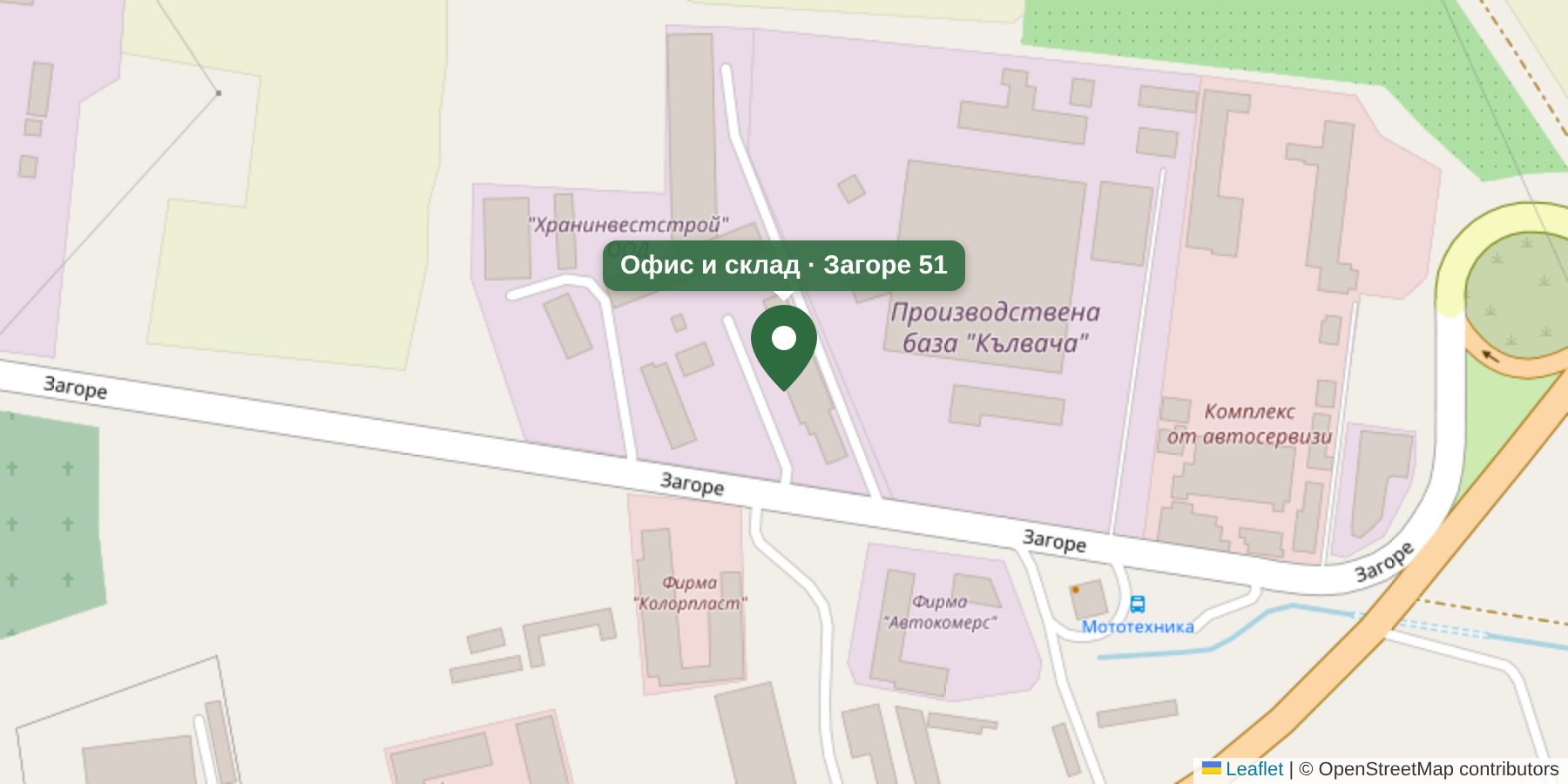 Карта: офис и склад Zi Design, ул. Загоре 51, Стара Загора
